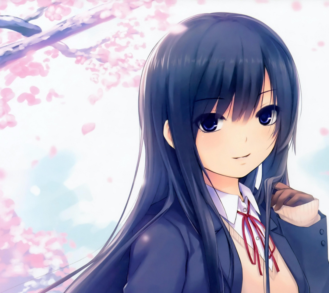 Обои Anime Girl Cherry Blossom 1080x960