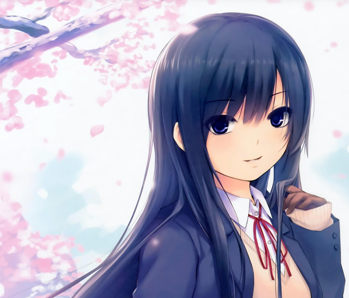 Das Anime Girl Cherry Blossom Wallpaper 1200x1024