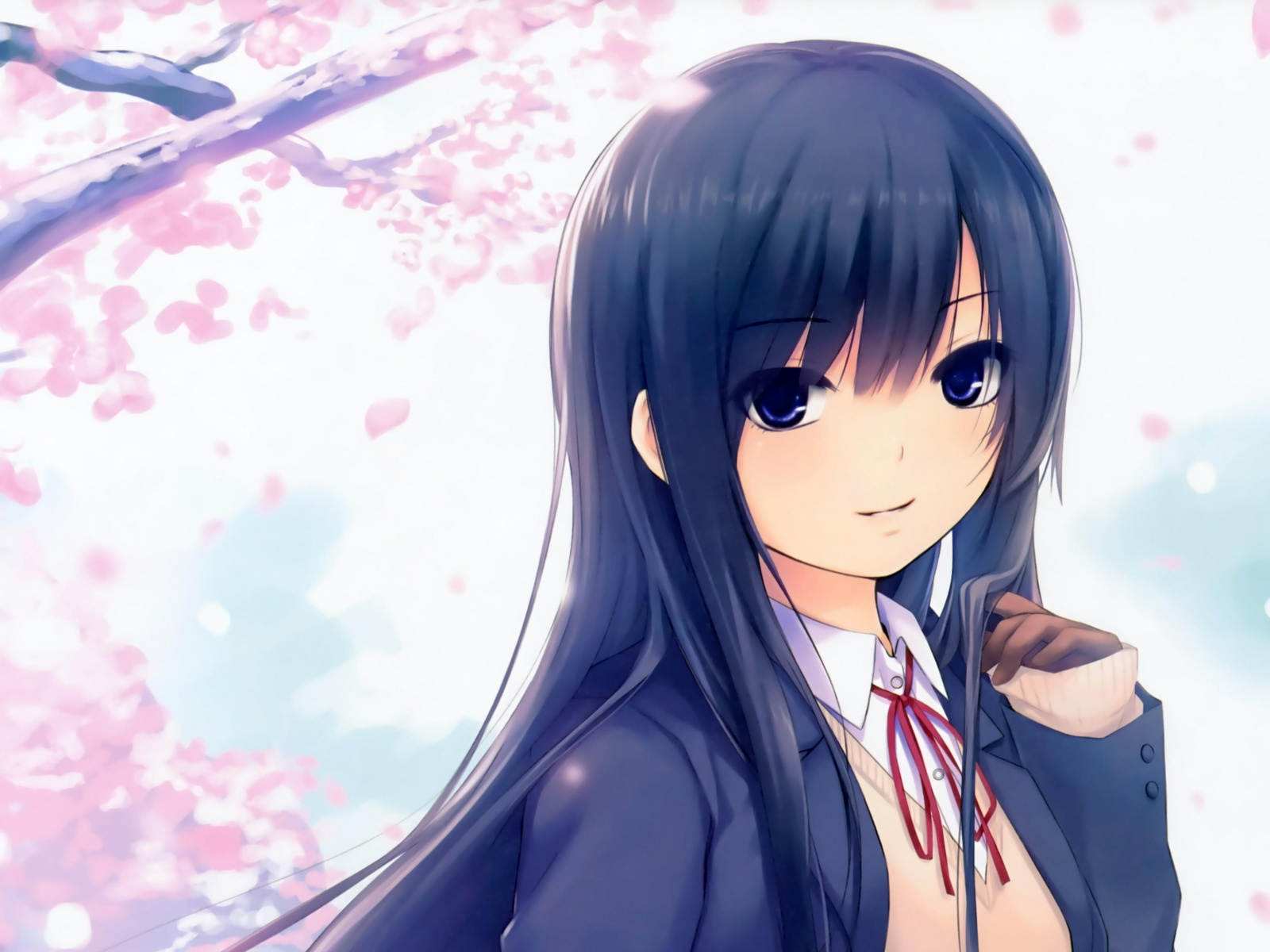 Anime Girl Cherry Blossom wallpaper 1600x1200