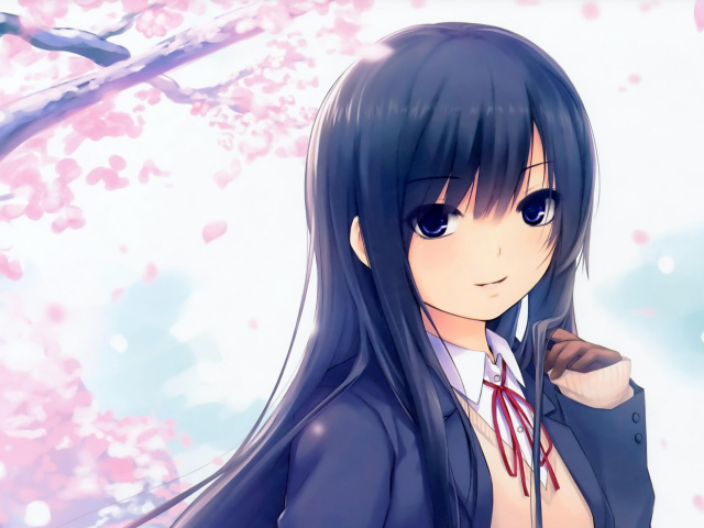 Das Anime Girl Cherry Blossom Wallpaper 640x480