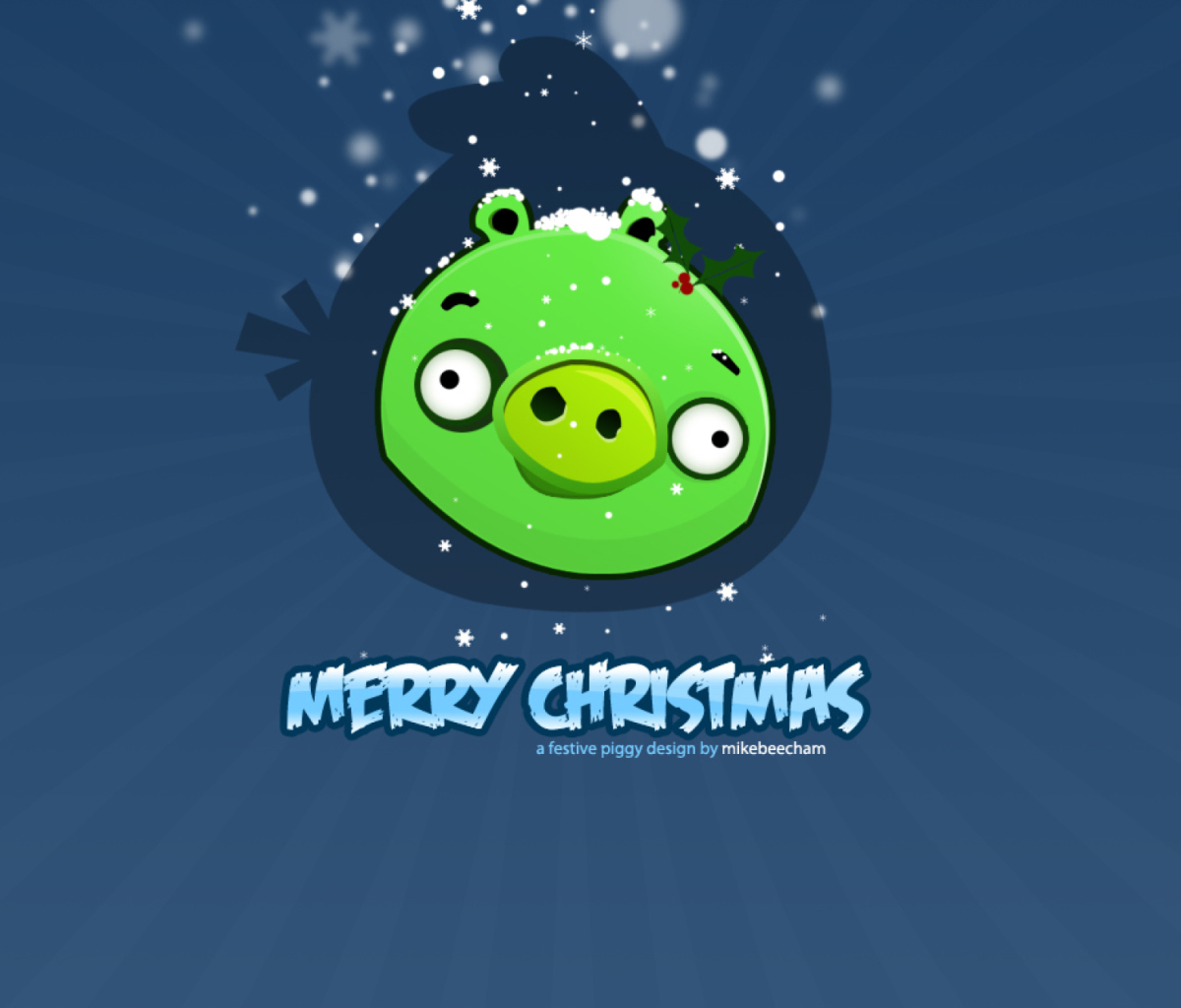 Green Piggi Merry Chirstmas wallpaper 1200x1024