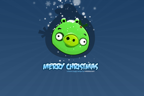 Sfondi Green Piggi Merry Chirstmas 480x320
