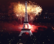Fondo de pantalla Fireworks At Eiffel Tower 176x144