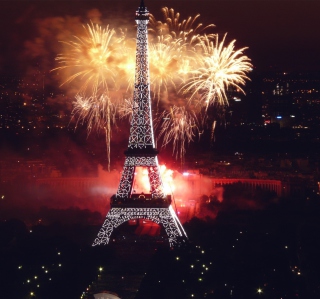Kostenloses Fireworks At Eiffel Tower Wallpaper für 1024x1024