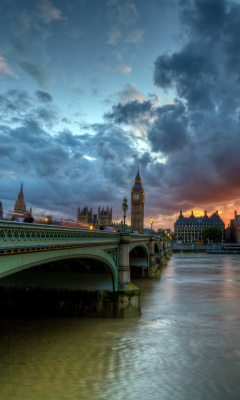 Westminster bridge on Thames River wallpaper 240x400