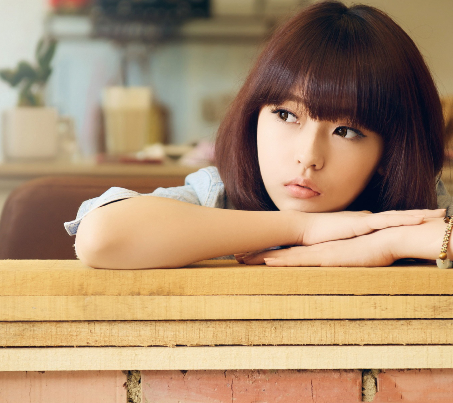 Cute Asian Girl In Thoughts wallpaper 1440x1280