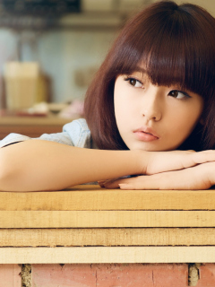 Cute Asian Girl In Thoughts wallpaper 240x320