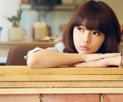 Cute Asian Girl In Thoughts wallpaper 480x400