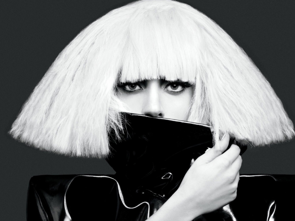 Das Lady Gaga Black And White Wallpaper 1024x768