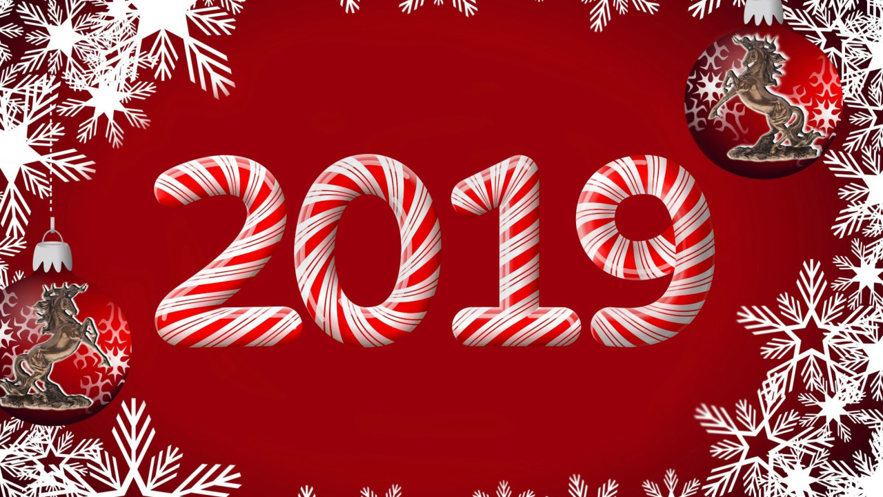 2019 New Year Red Style wallpaper 1280x720