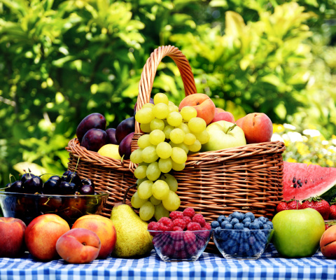 Fondo de pantalla Organic Fruit Gift Basket 480x400