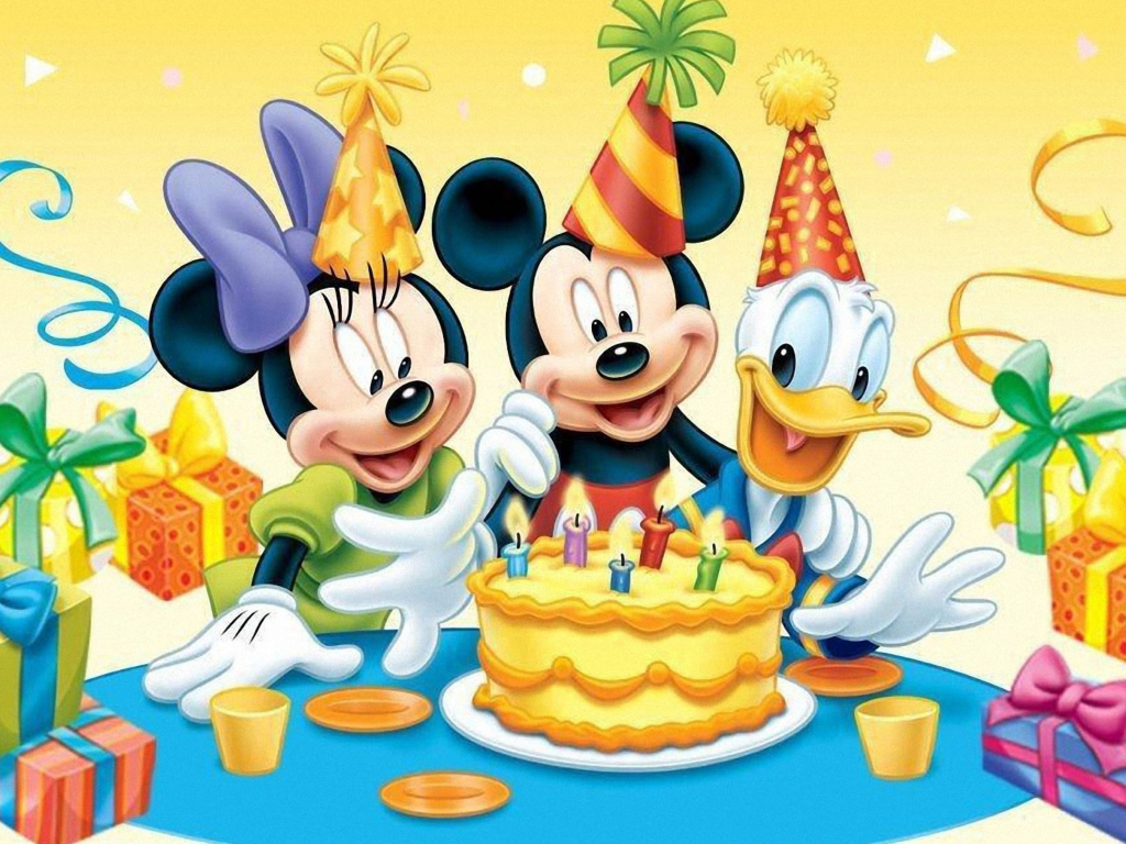 Обои Mickey Mouse Birthday 1024x768