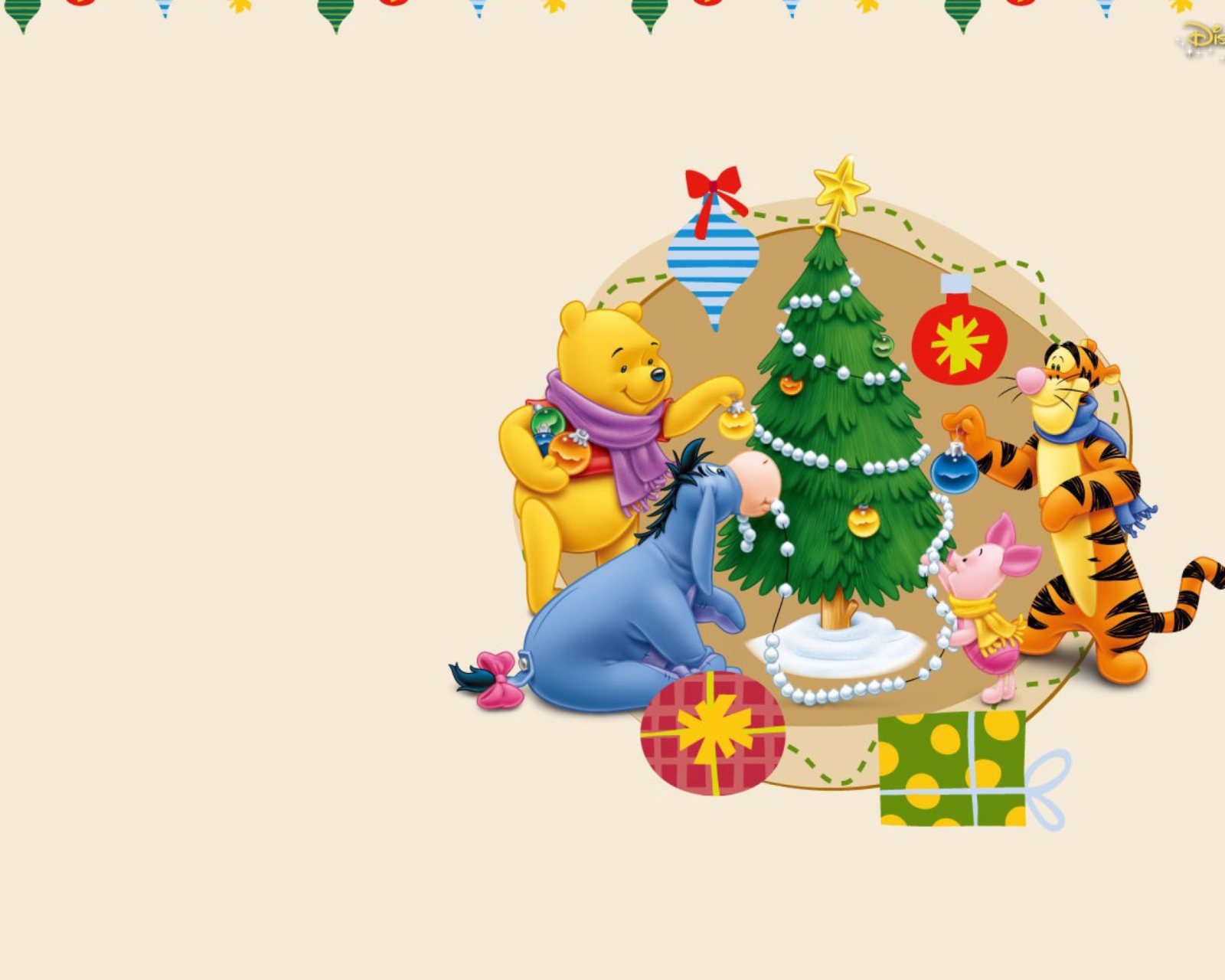 Обои Winnie The Pooh Christmas 1600x1280