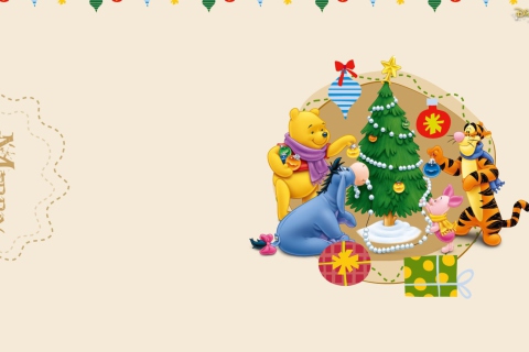 Обои Winnie The Pooh Christmas 480x320