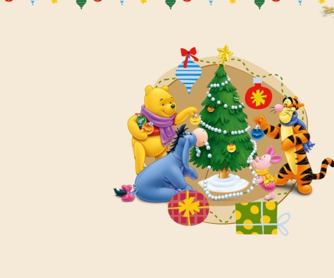 Обои Winnie The Pooh Christmas 480x400