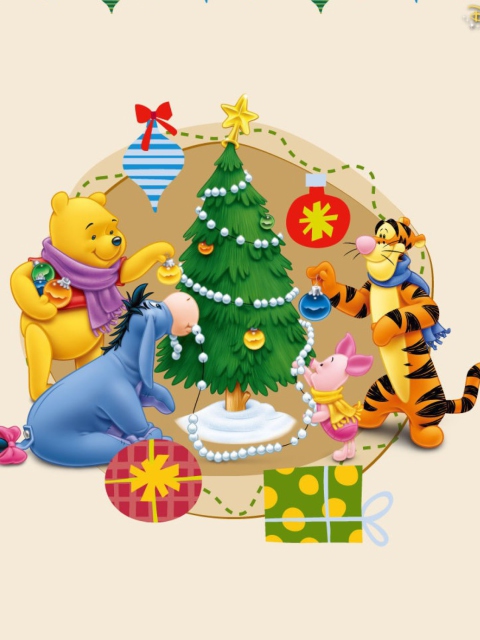 Sfondi Winnie The Pooh Christmas 480x640
