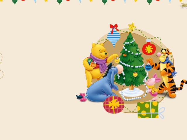 Winnie The Pooh Christmas wallpaper 640x480