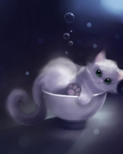 Fondo de pantalla White Kitty Painting 176x220