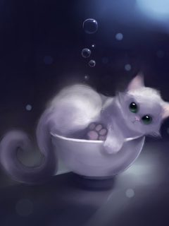 Screenshot №1 pro téma White Kitty Painting 240x320