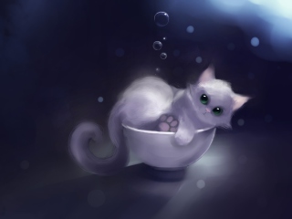 White Kitty Painting screenshot #1 320x240