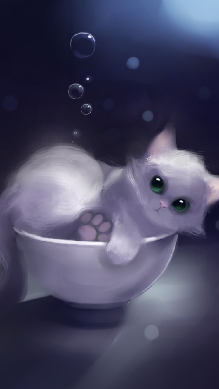 Screenshot №1 pro téma White Kitty Painting 750x1334