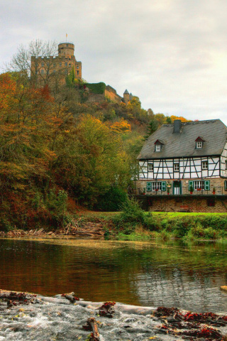 Sfondi Castle in Autumn Forest 320x480