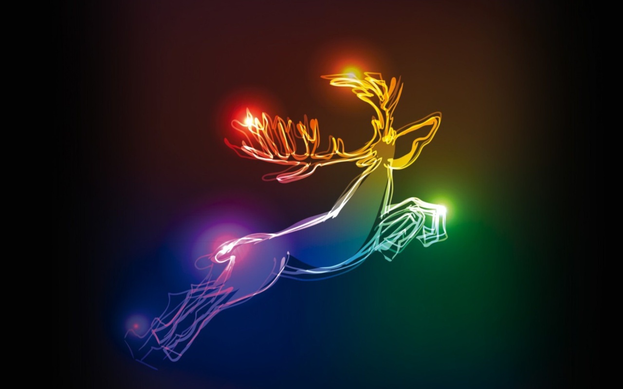Обои Lighted Christmas Deer 1280x800