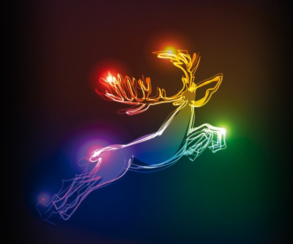 Обои Lighted Christmas Deer 960x800