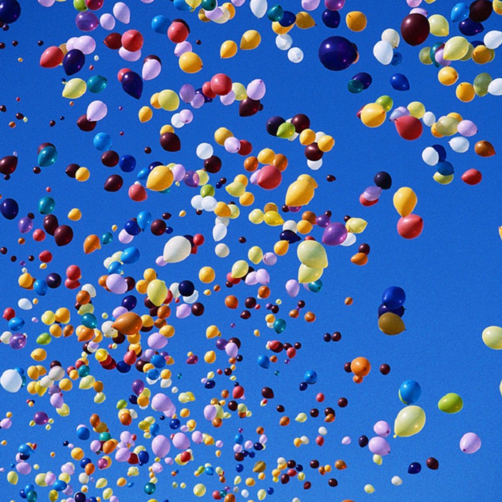 Colorful Balloons In Blue Sky wallpaper 1024x1024