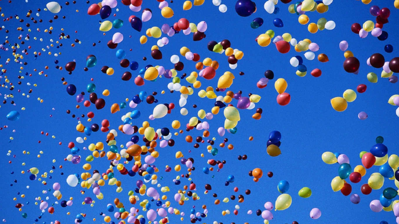 Colorful Balloons In Blue Sky screenshot #1 1366x768