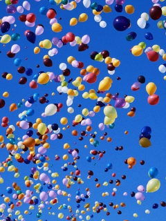 Das Colorful Balloons In Blue Sky Wallpaper 240x320