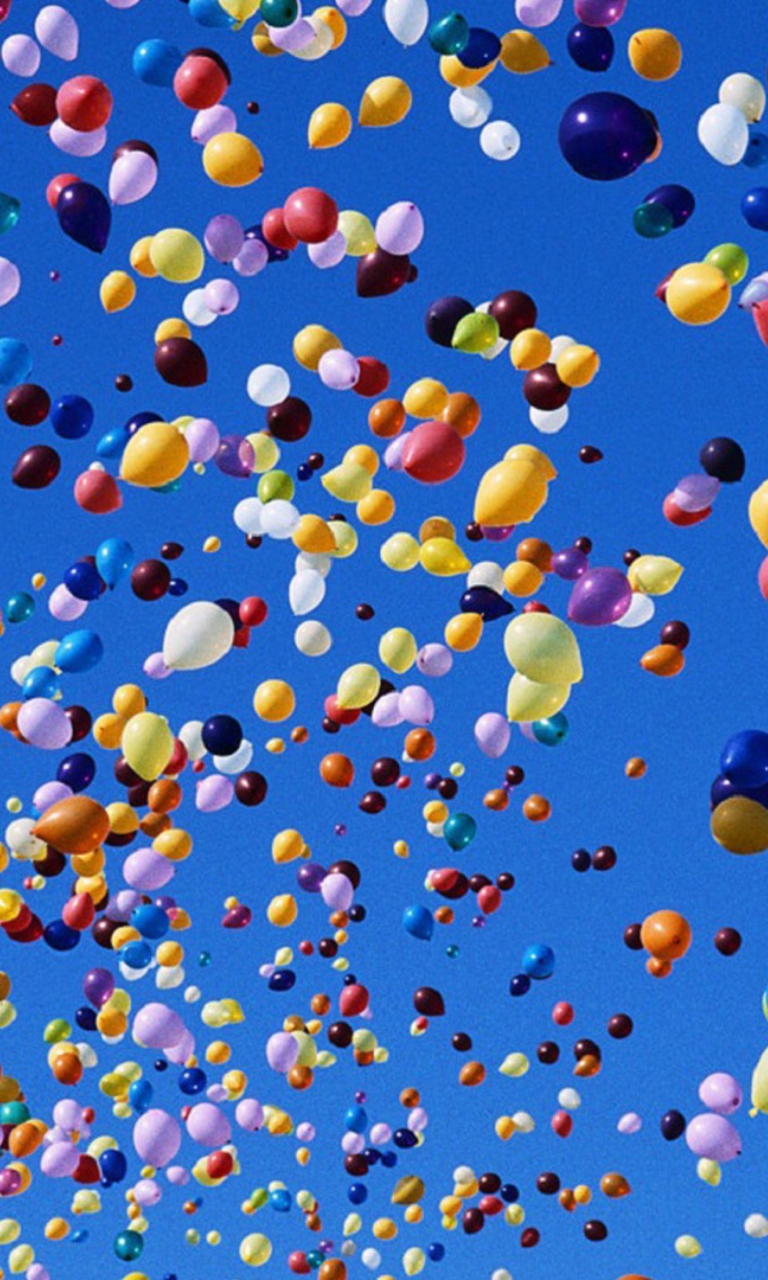 Обои Colorful Balloons In Blue Sky 768x1280