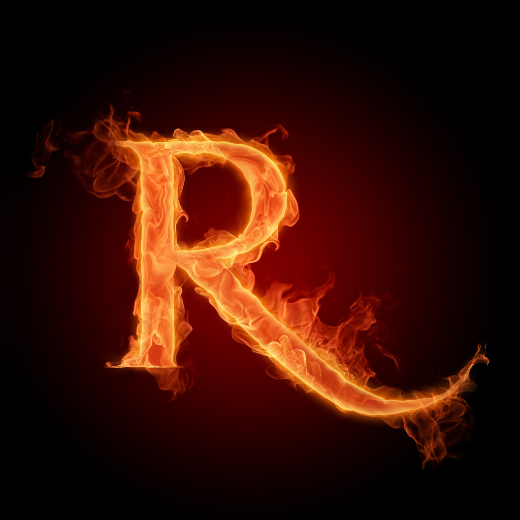 Fondo de pantalla Fire Alphabet Letter R 1024x1024