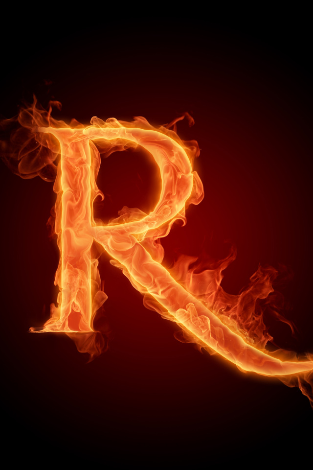 Обои Fire Alphabet Letter R 640x960