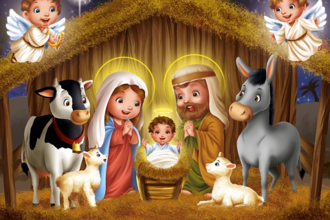 Fondo de pantalla Baby Christ Is Born 480x320