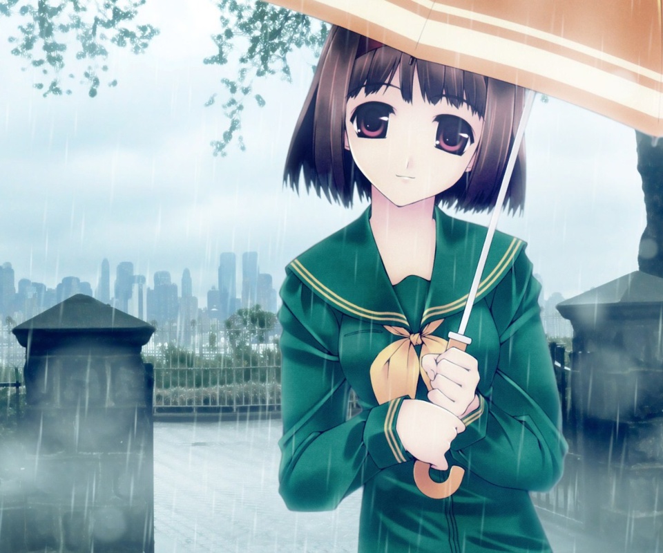 Fondo de pantalla Anime girl in rain 960x800