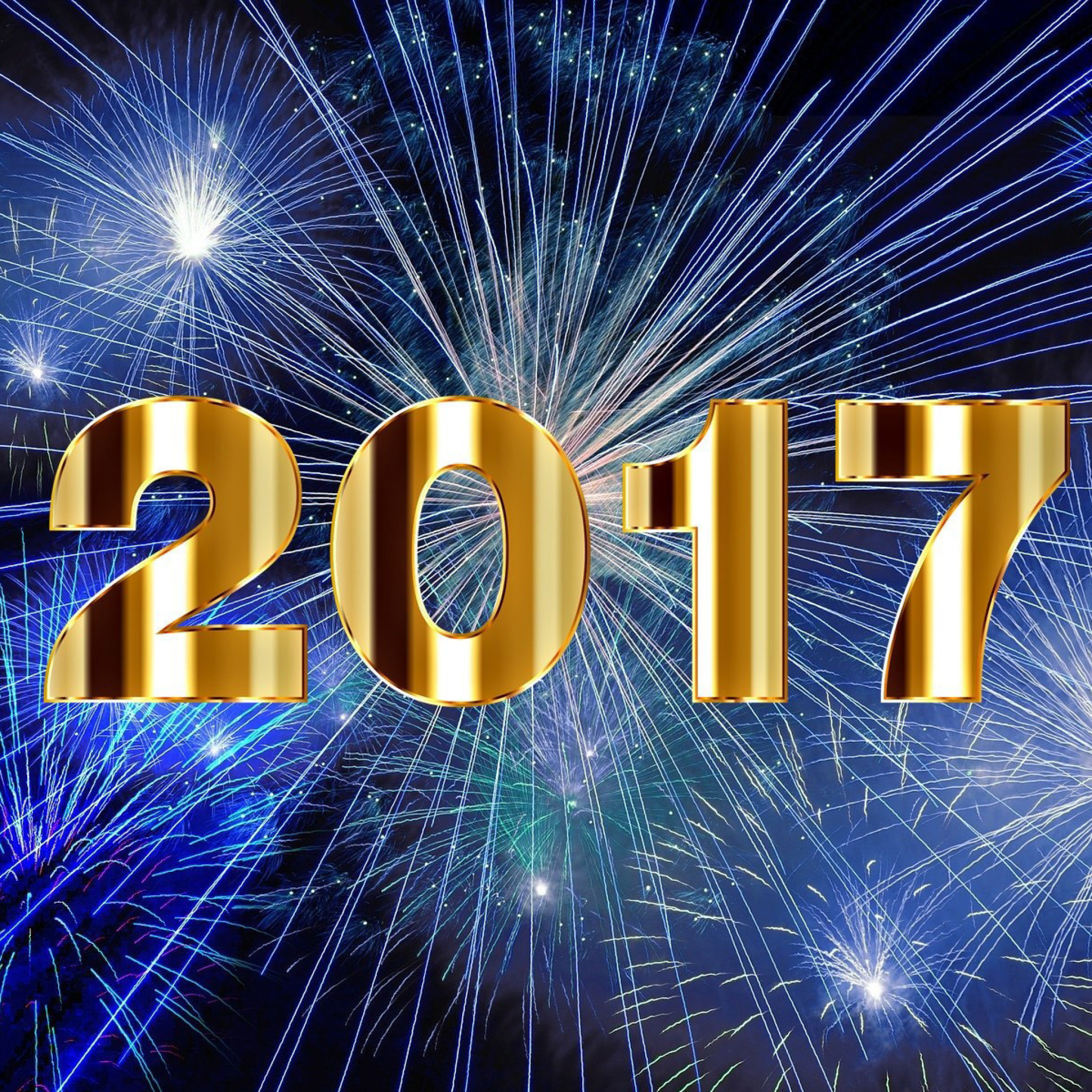Fondo de pantalla 2017 New Year Holiday fireworks 2048x2048