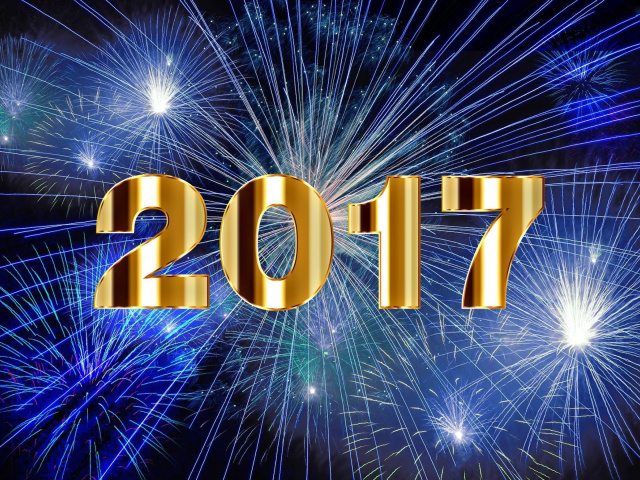 2017 New Year Holiday fireworks wallpaper 640x480