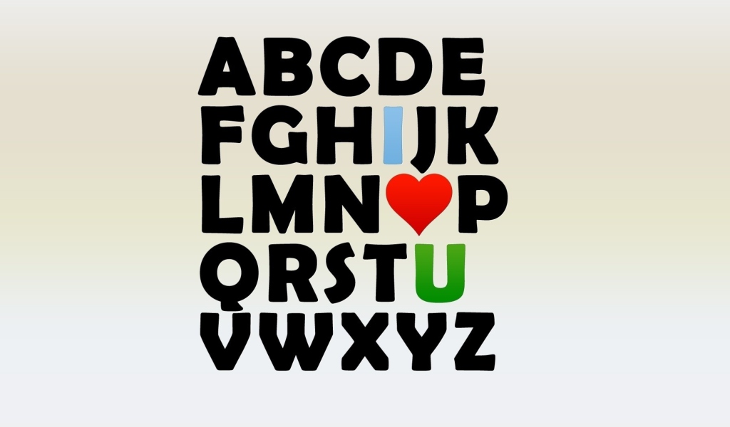 Das I Love U Alphabet Wallpaper 1024x600