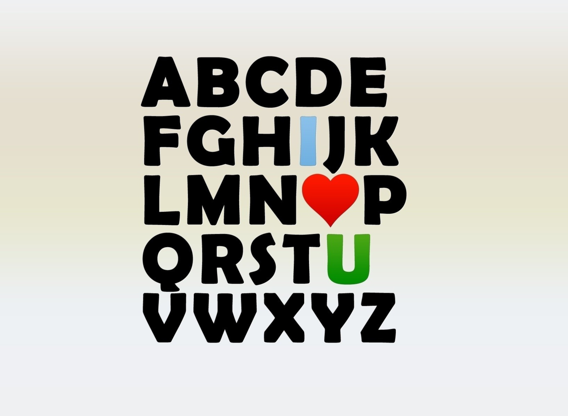 Обои I Love U Alphabet 1920x1408