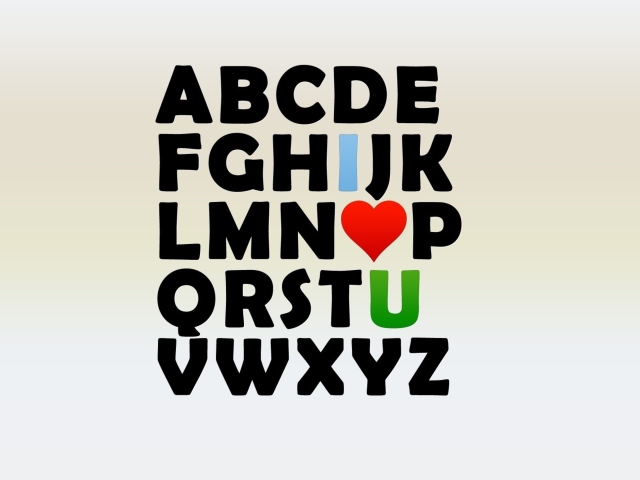 Das I Love U Alphabet Wallpaper 640x480