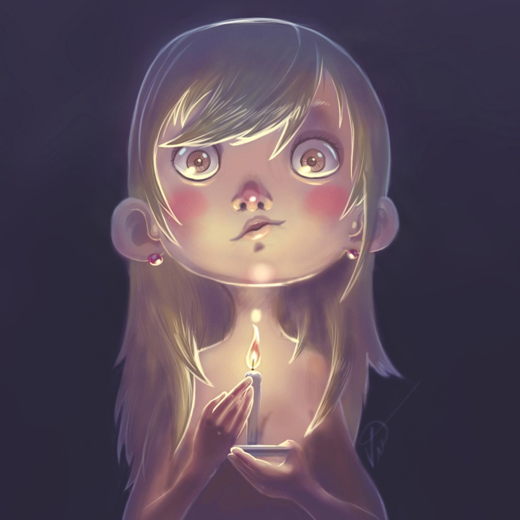 Girl With Candle wallpaper 1024x1024
