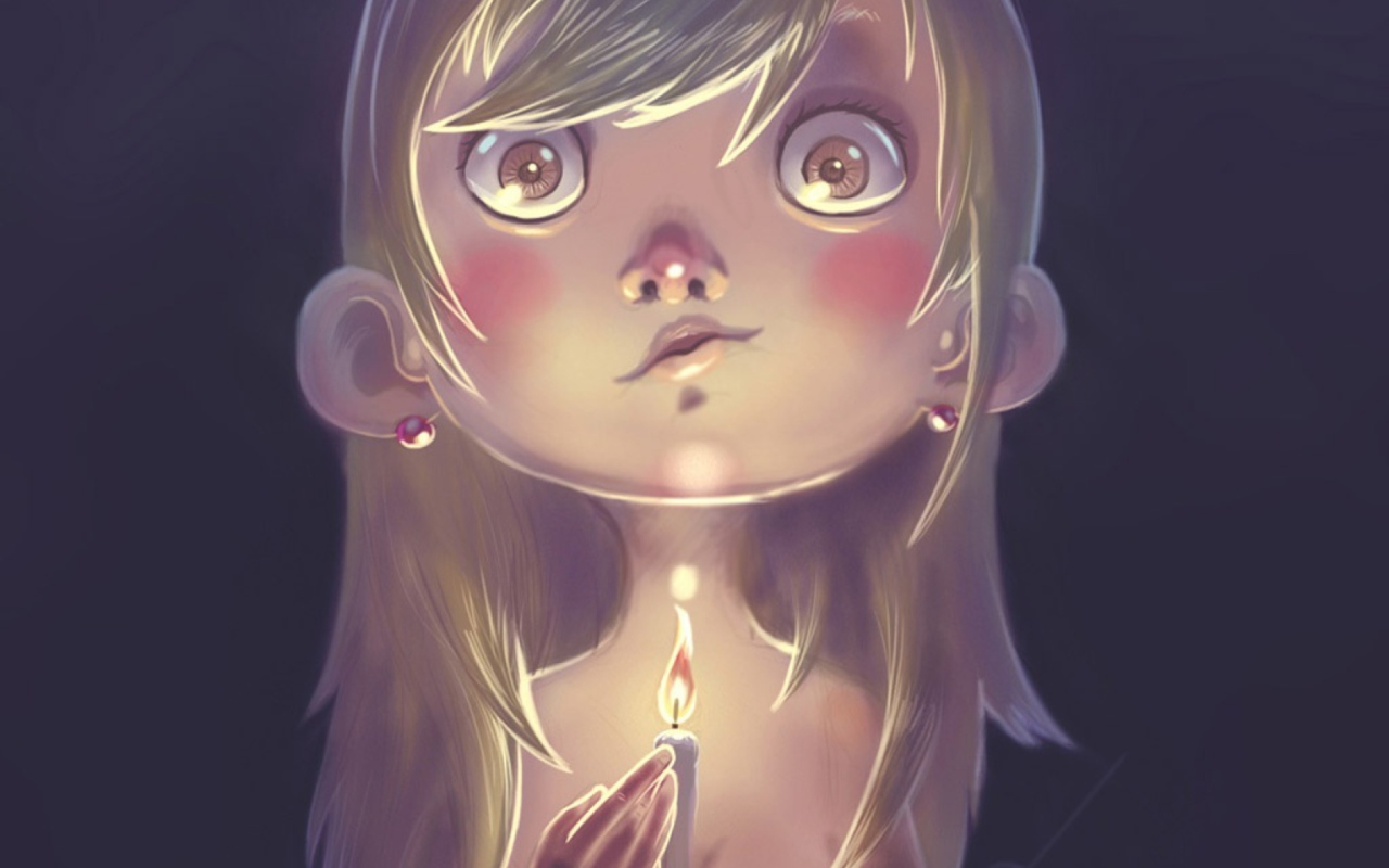Girl With Candle wallpaper 1280x800
