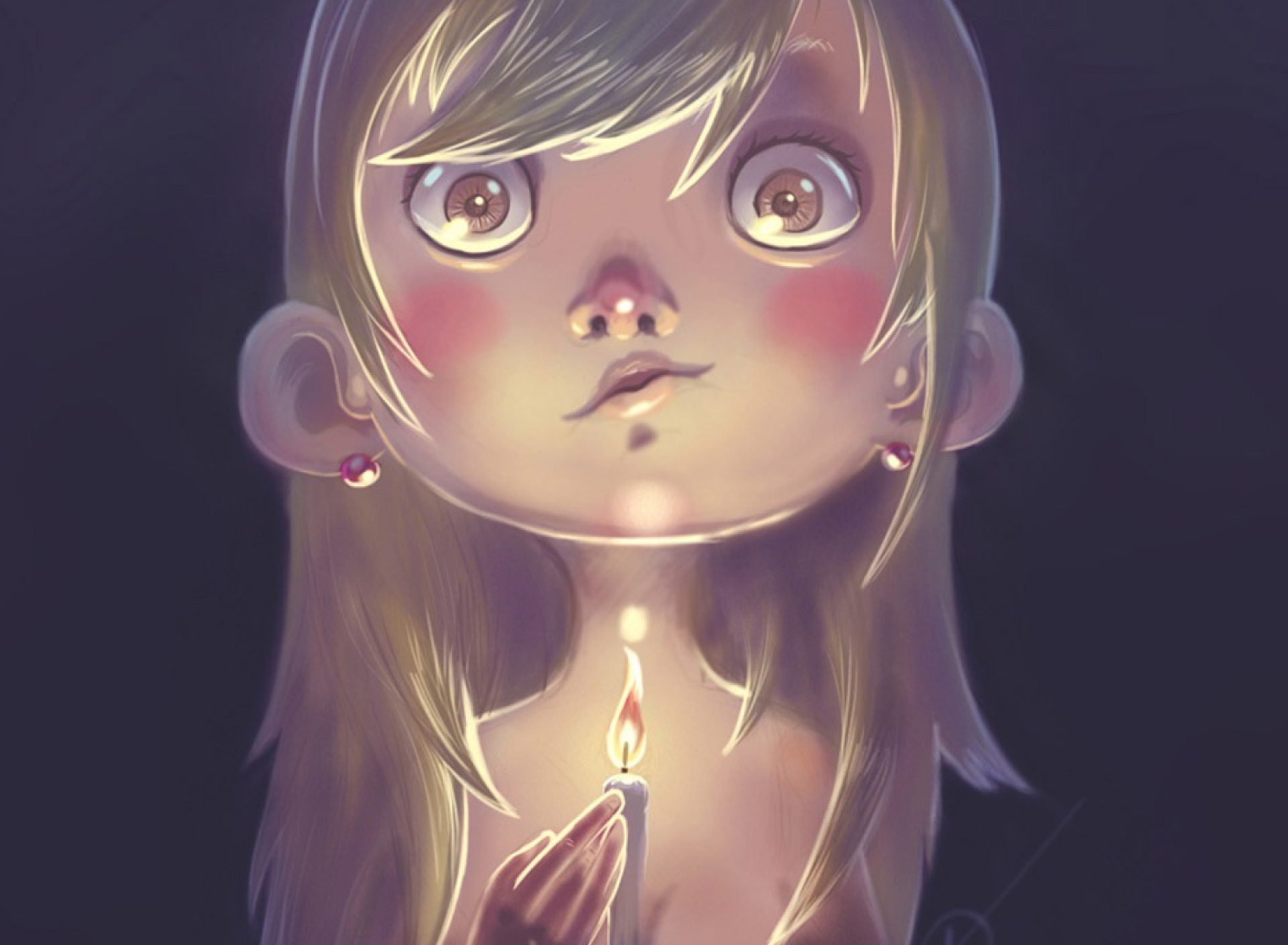 Das Girl With Candle Wallpaper 1920x1408