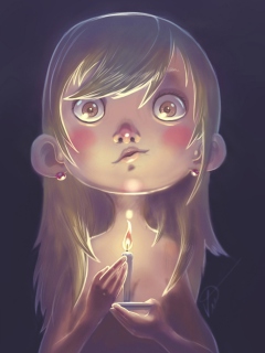 Das Girl With Candle Wallpaper 240x320