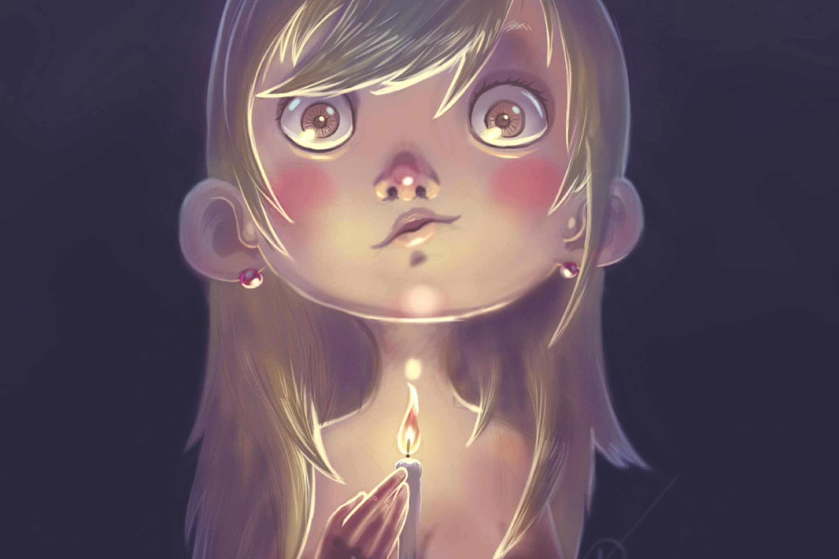 Обои Girl With Candle 2880x1920