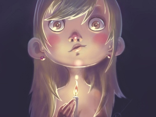 Girl With Candle wallpaper 320x240