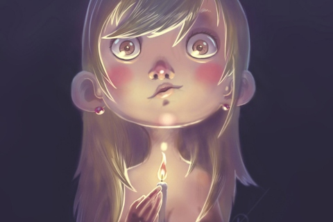 Das Girl With Candle Wallpaper 480x320