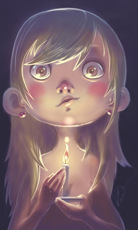 Girl With Candle wallpaper 480x800