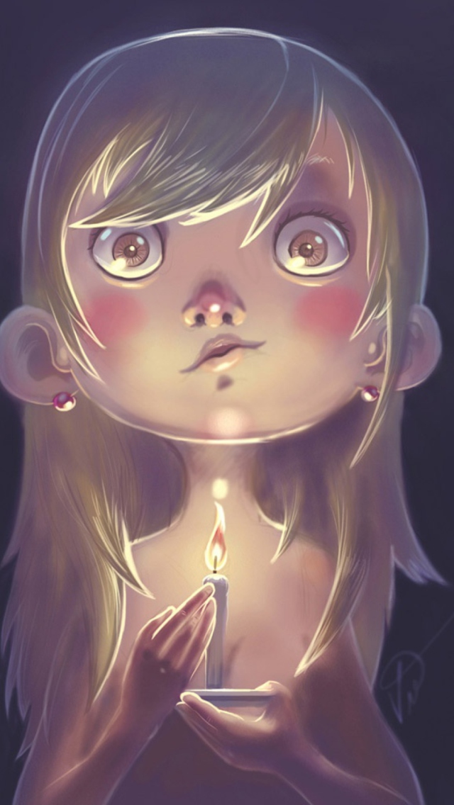 Fondo de pantalla Girl With Candle 640x1136